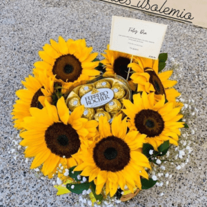 Arreglo de Girasol con Ferreros