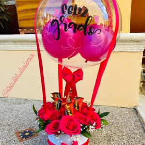 Rosas con Globo Personalizado